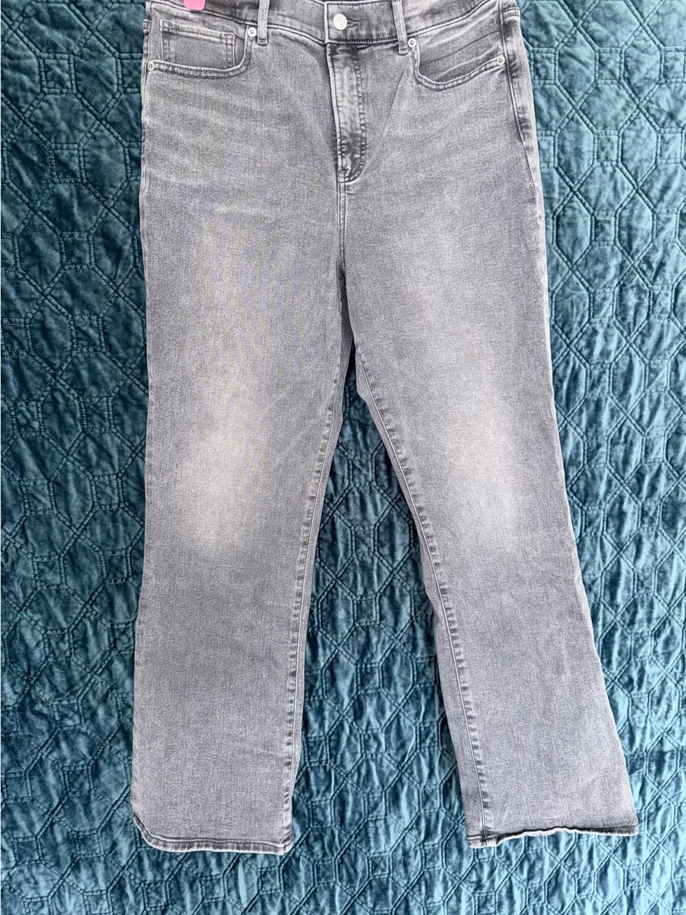 Express Women's Light Gray Straight-Leg Jeans